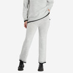 Women’s Knitted Cropped Wide-Leg Trousers with Contrast Stitch Hem