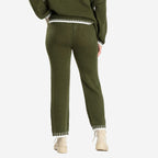 Women’s Knitted Cropped Wide-Leg Trousers with Contrast Stitch Hem
