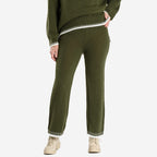 Women’s Knitted Cropped Wide-Leg Trousers with Contrast Stitch Hem
