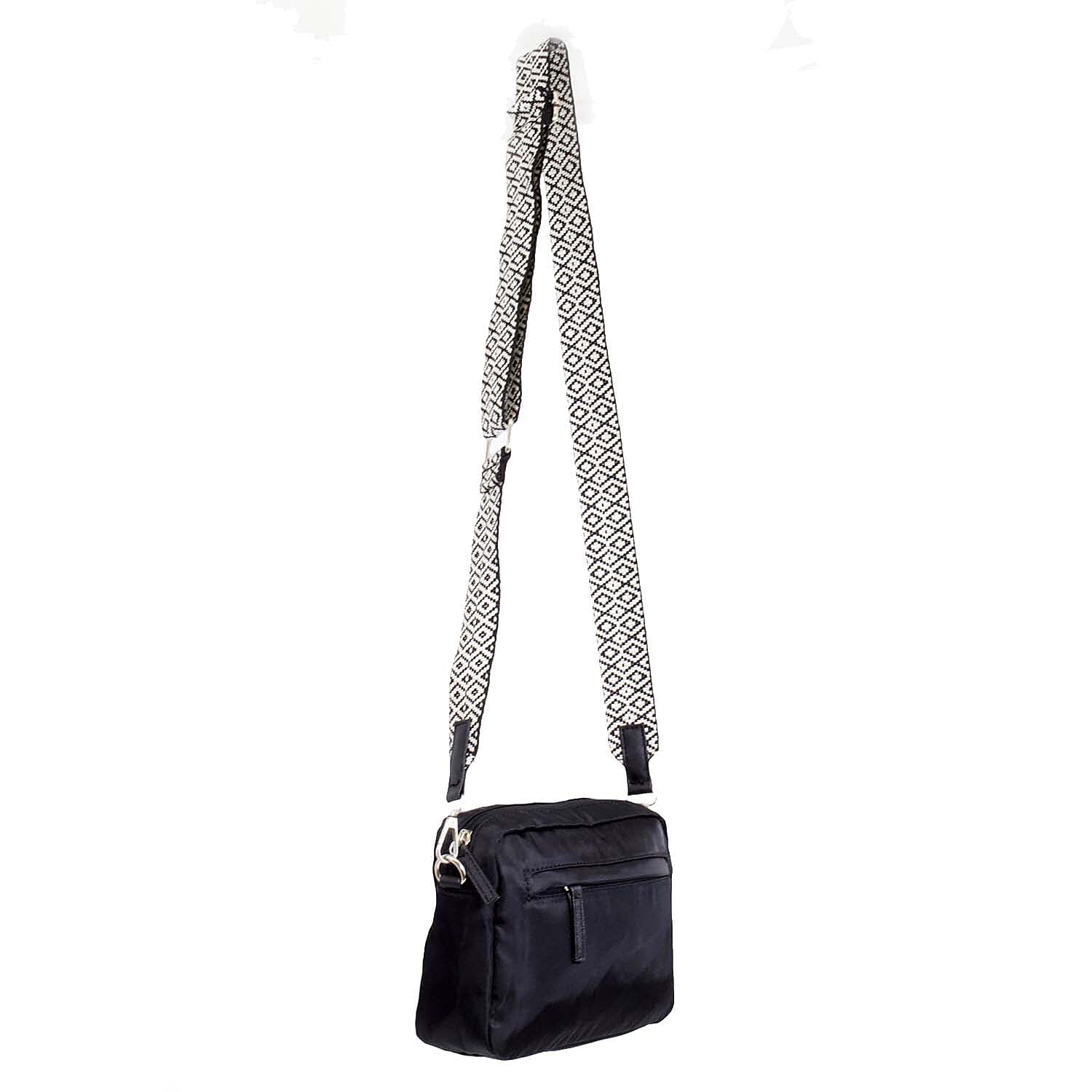Nicole Brown Nylon Aztec Crossbody Bag - Black