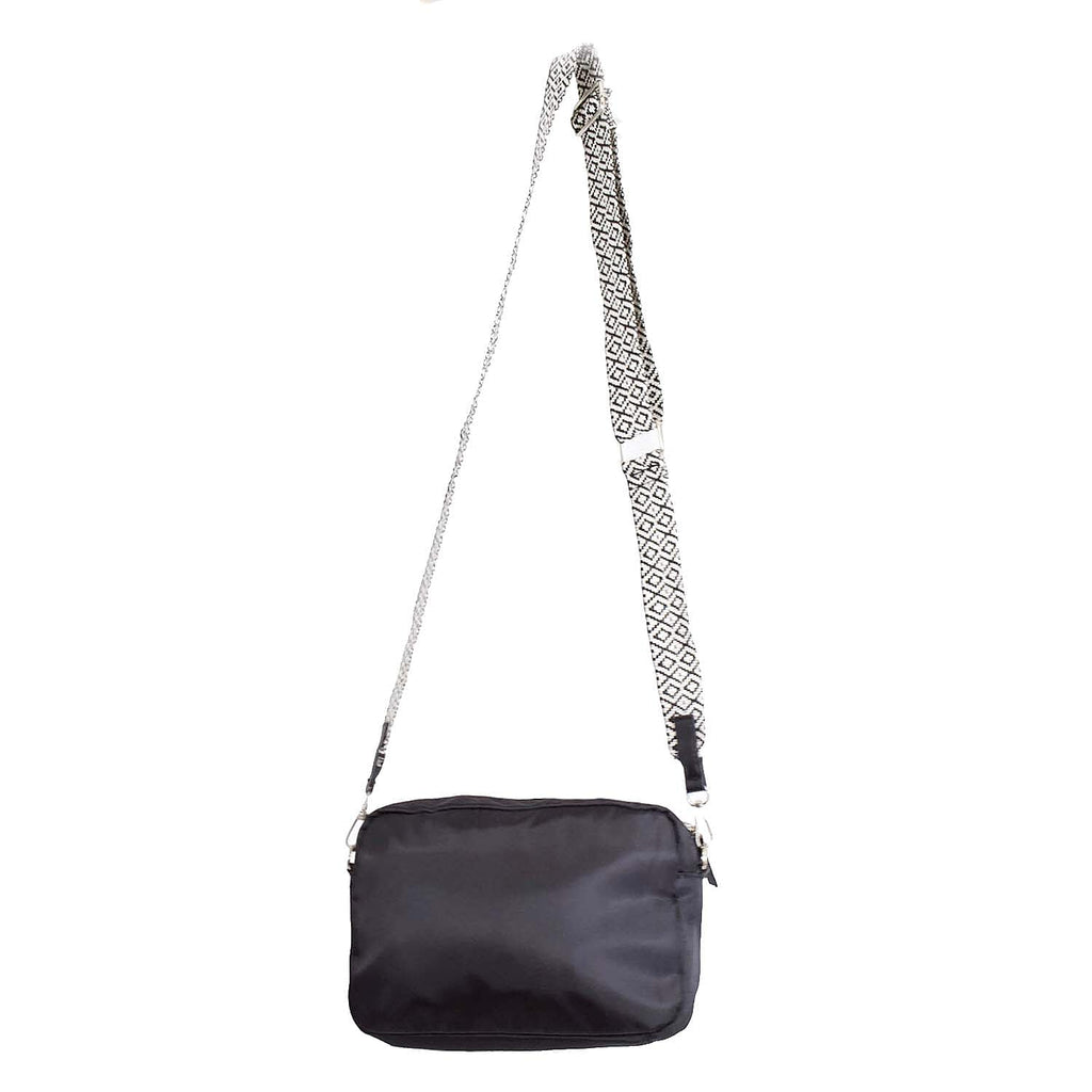 Nicole Brown Nylon Aztec Crossbody Bag - Black