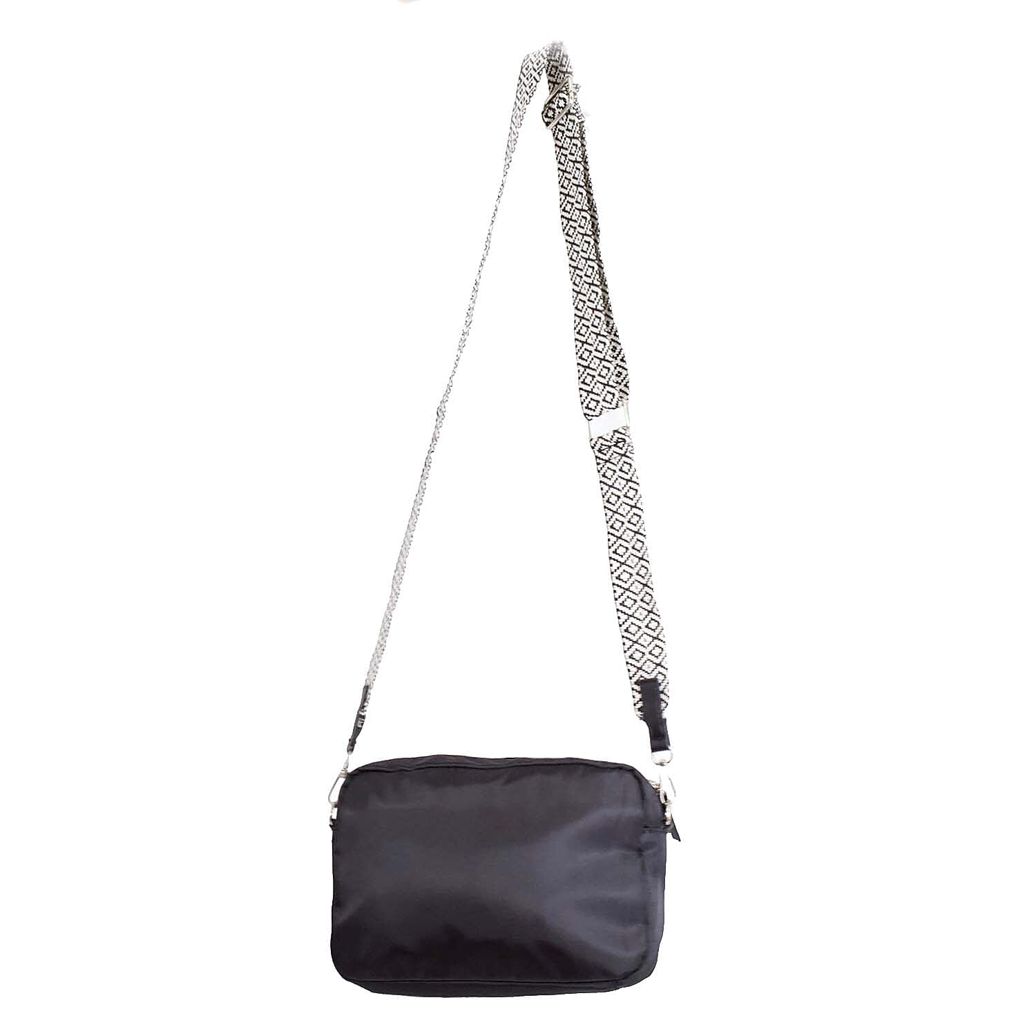 Nicole Brown Nylon Aztec Crossbody Bag - Black