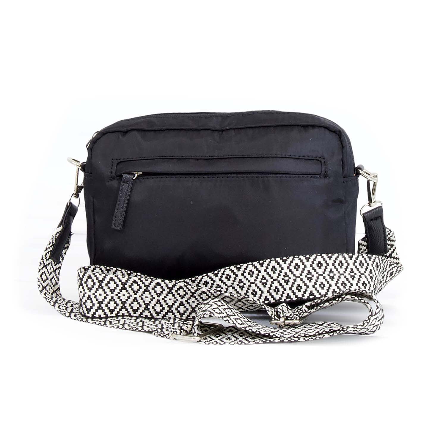Nicole Brown Nylon Aztec Crossbody Bag - Black