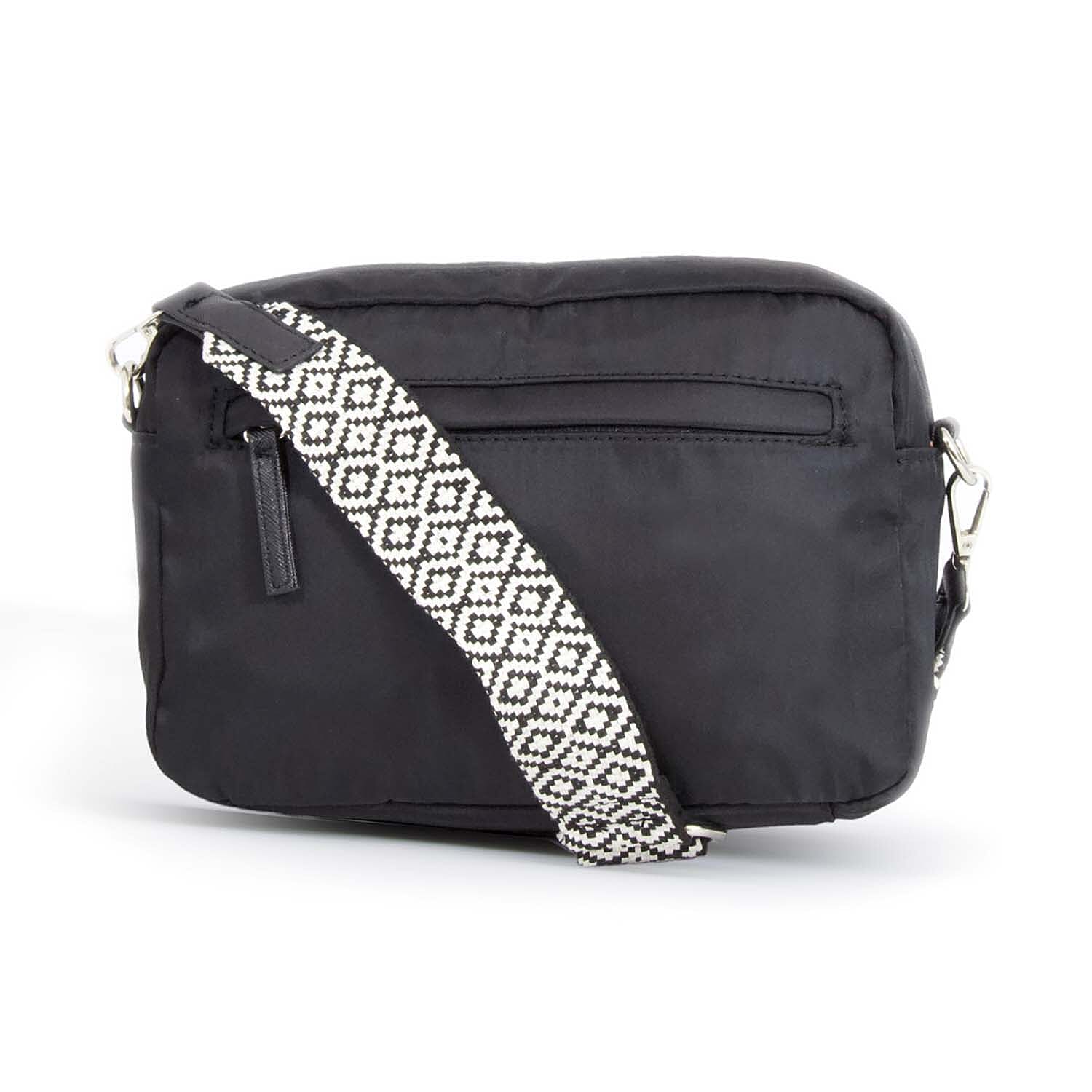 Nicole Brown Nylon Aztec Crossbody Bag - Black