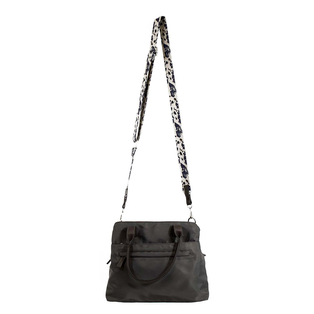 Nicole Brown Hand Bag with Aztec Print Strap - Black