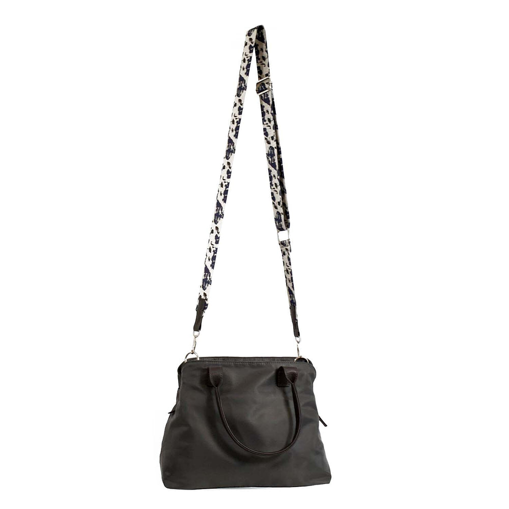 Nicole Brown Hand Bag with Aztec Print Strap - Black