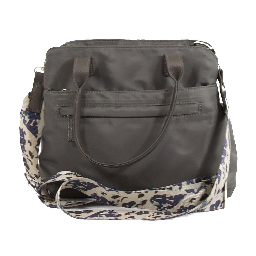 Nicole Brown Hand Bag with Aztec Print Strap - Black