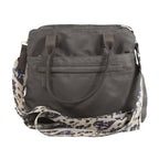 Nicole Brown Hand Bag with Aztec Print Strap - Black