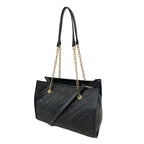 Nicole Brown Leatherette Quilt Detail Bag - Black