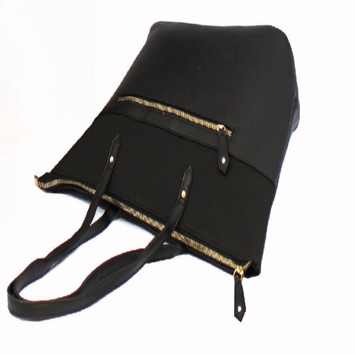 Nicole Brown Leatherette Zip Detail Shoulder Bag - Black
