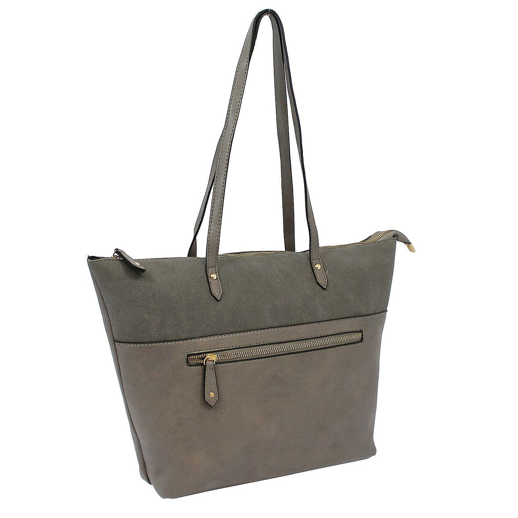 Nicole Brown Leatherette Zip Detail Shoulder Bag - Grey