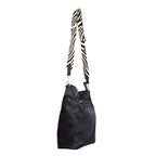 Nicole Brown Nylon Giraffe Tote Bag - Black Stripe
