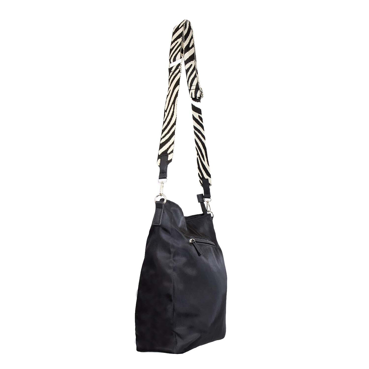 Nicole Brown Nylon Giraffe Tote Bag - Black Stripe