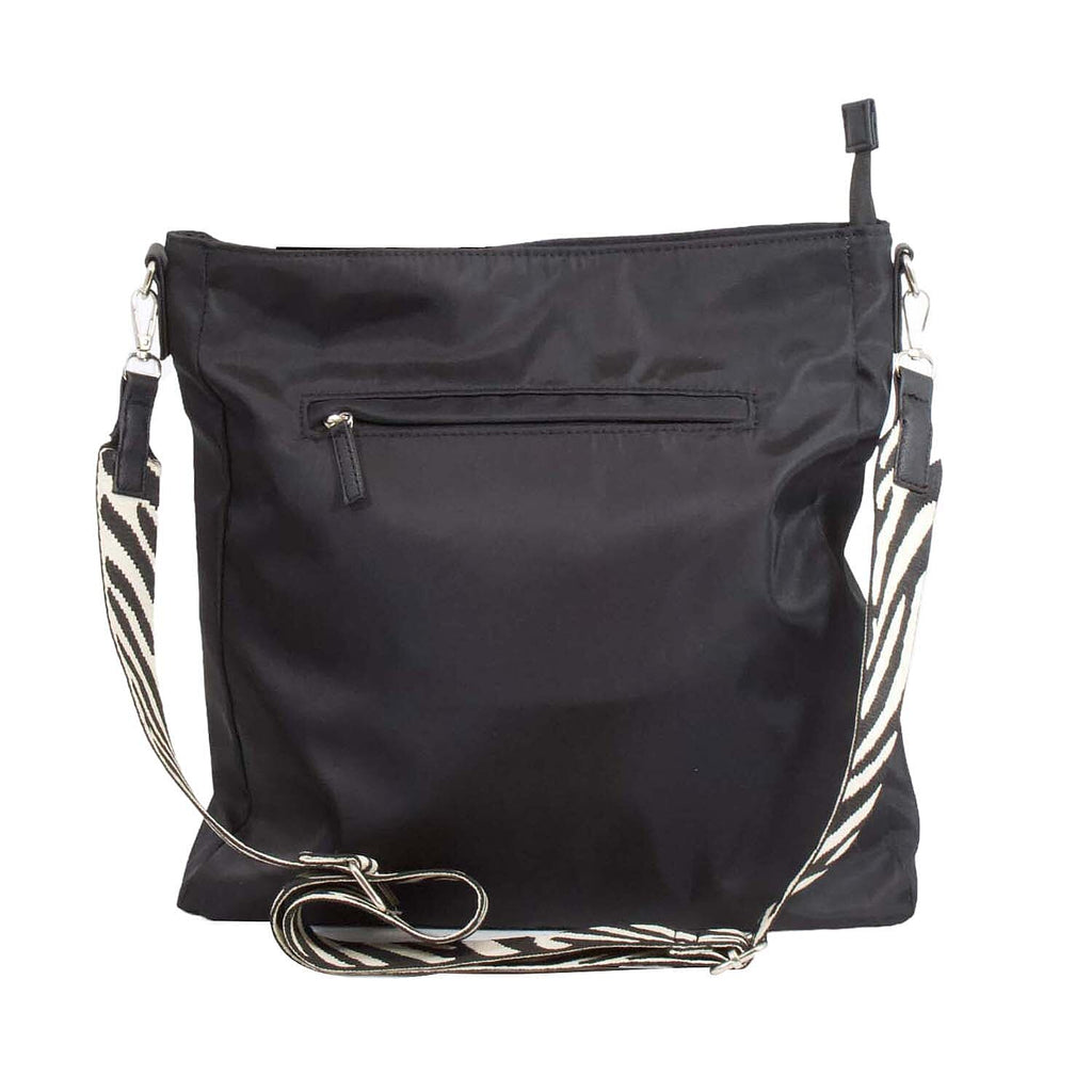 Nicole Brown Nylon Giraffe Tote Bag - Black Stripe