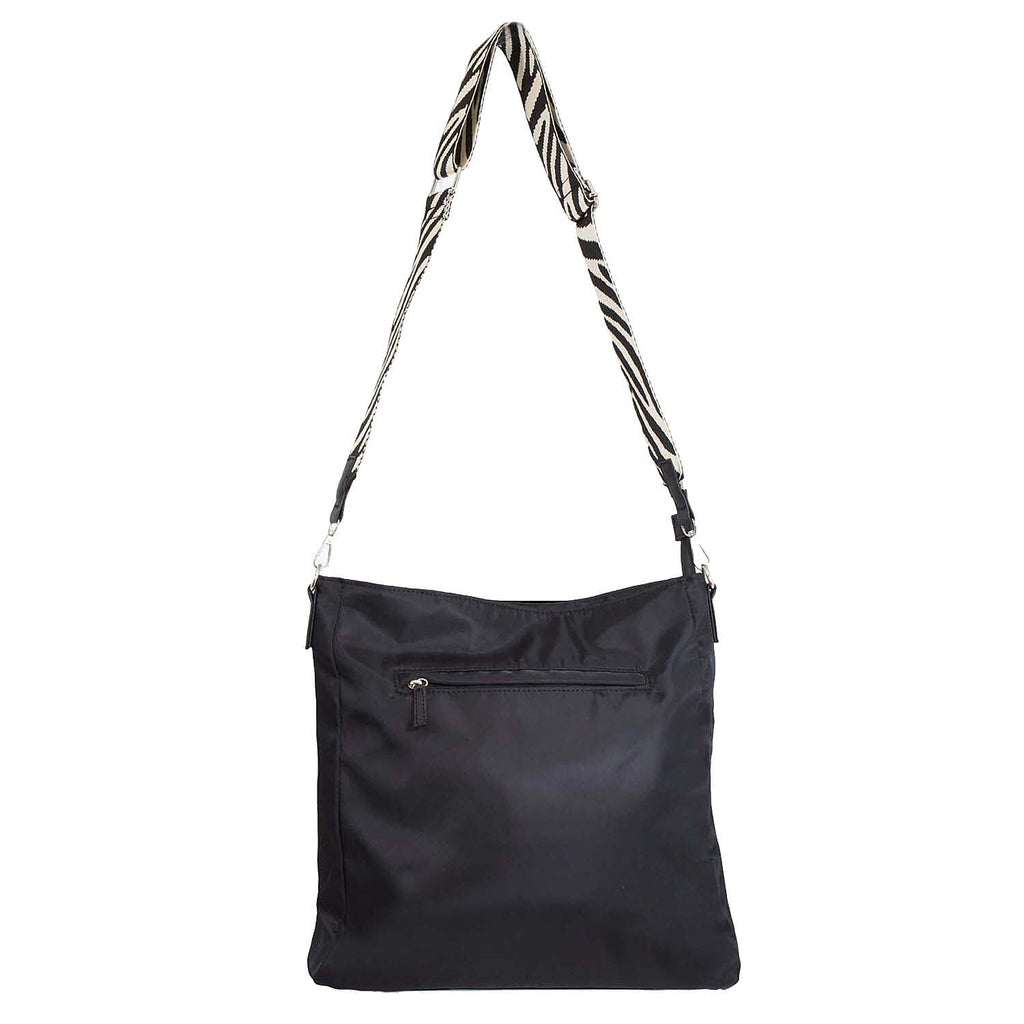 Nicole Brown Nylon Giraffe Tote Bag - Black Stripe