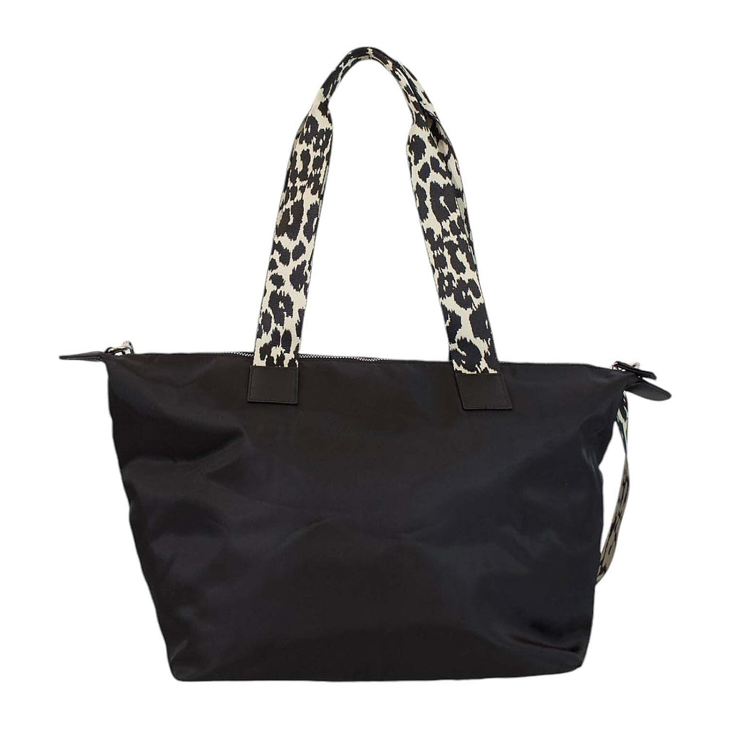 Nicole Brown Nylon Giraffe Tote Bag - Black