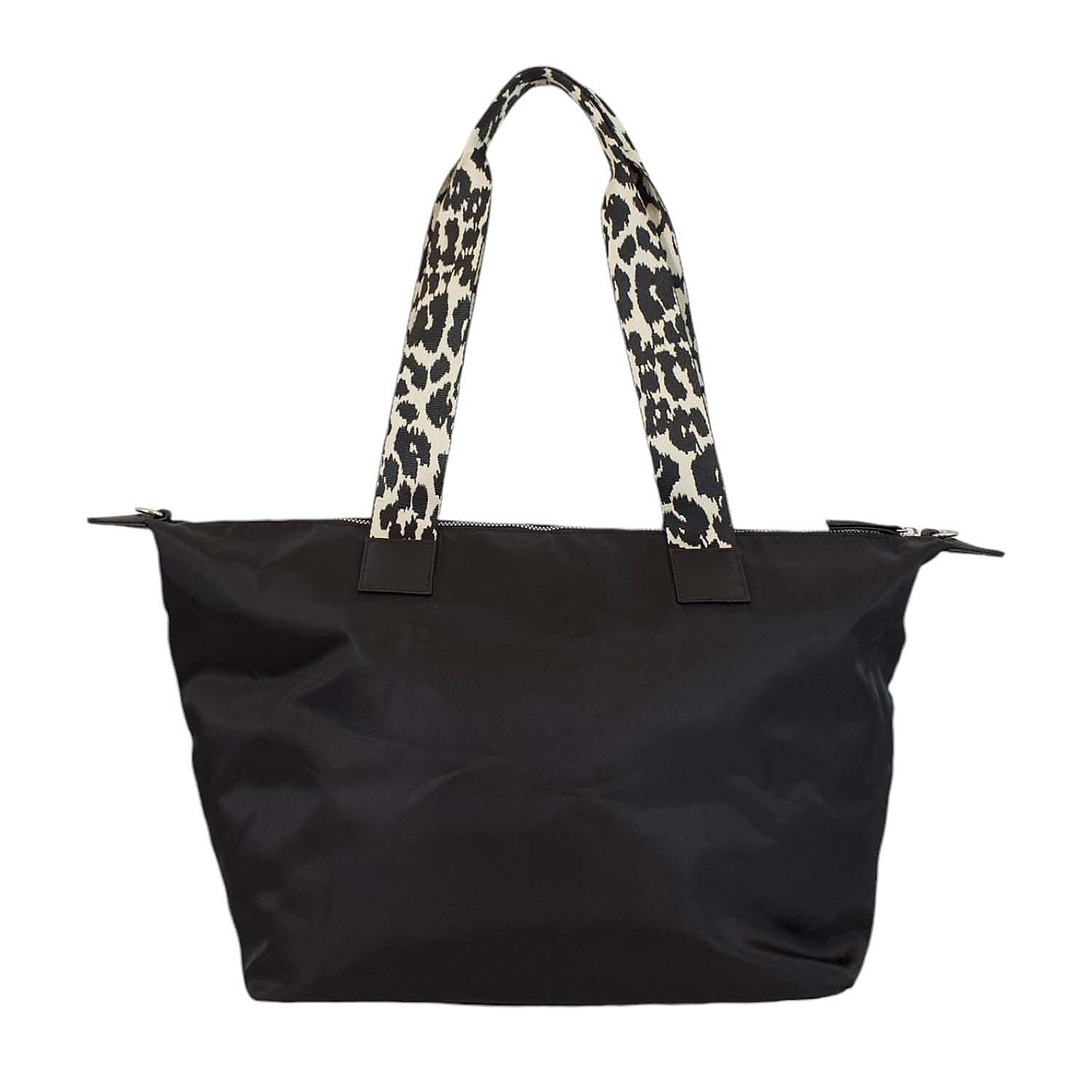 Nicole Brown Nylon Giraffe Tote Bag - Black