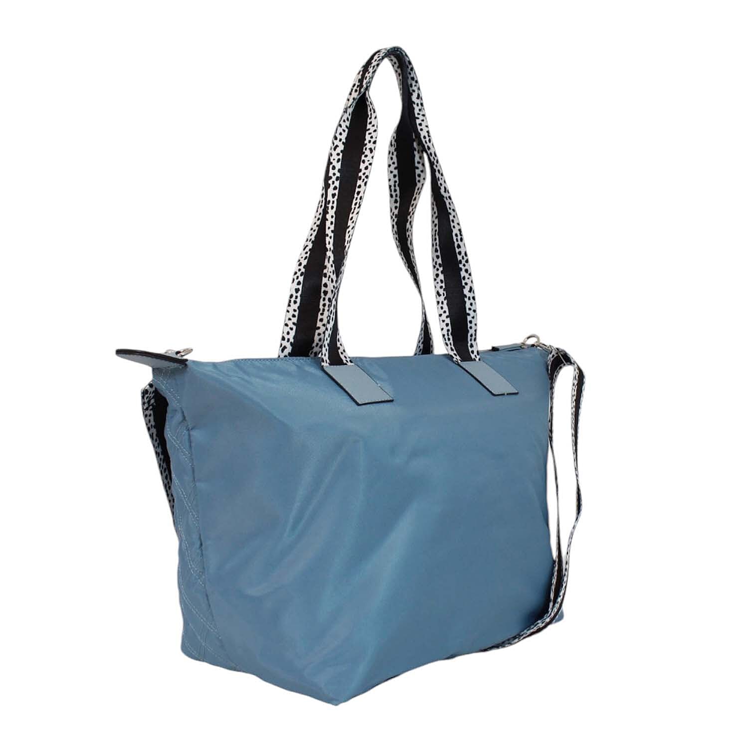 Nicole Brown Nylon Giraffe Tote Bag - Blue