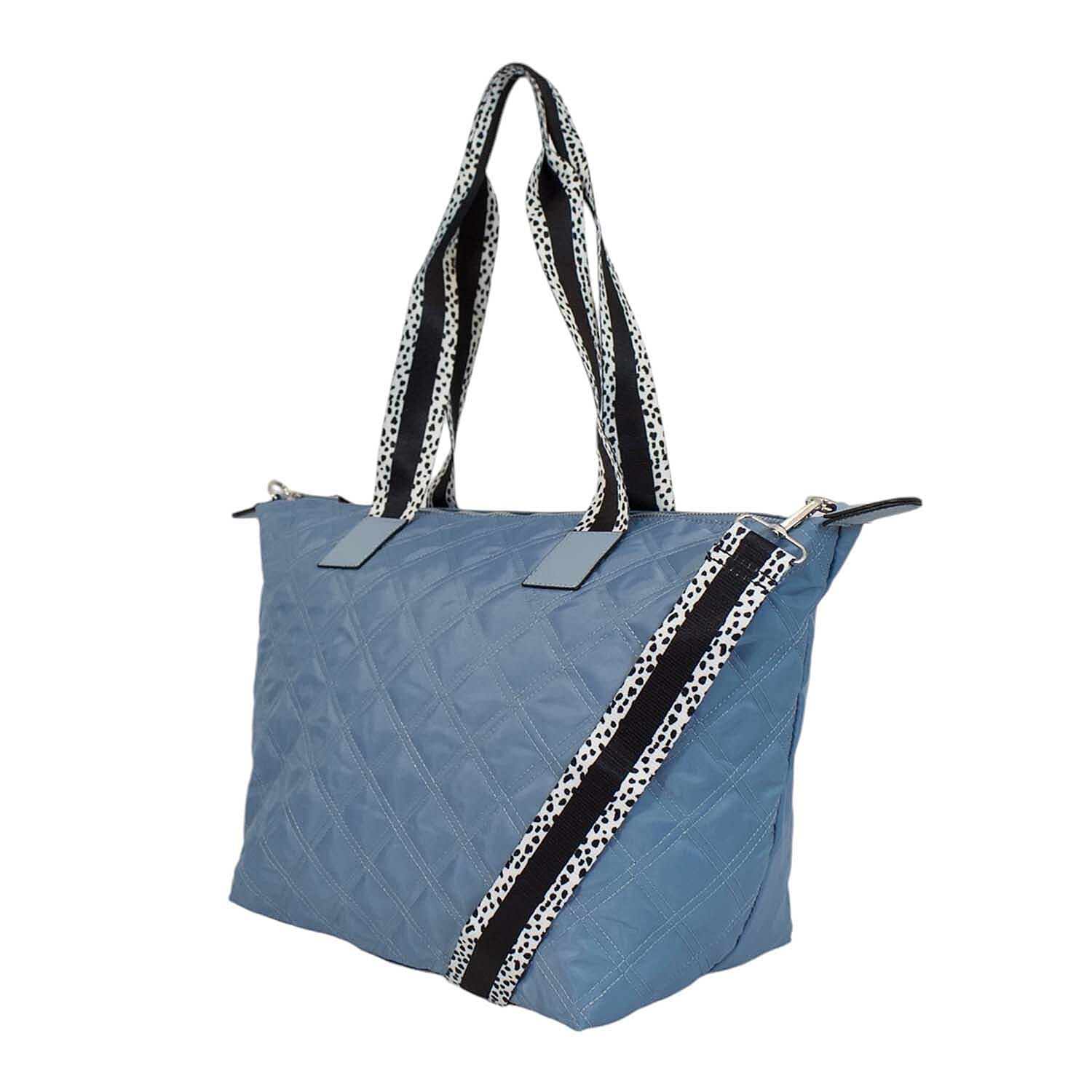 Nicole Brown Nylon Giraffe Tote Bag - Blue