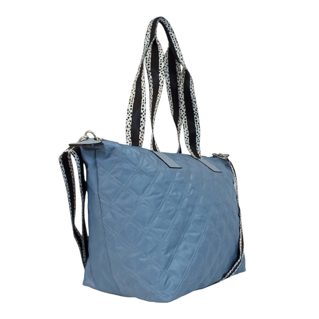 Nicole Brown Nylon Giraffe Tote Bag - Blue