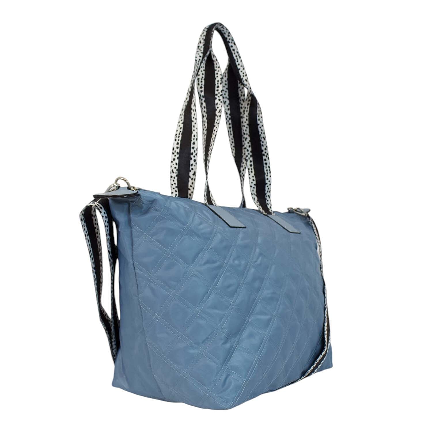 Nicole Brown Nylon Giraffe Tote Bag - Blue
