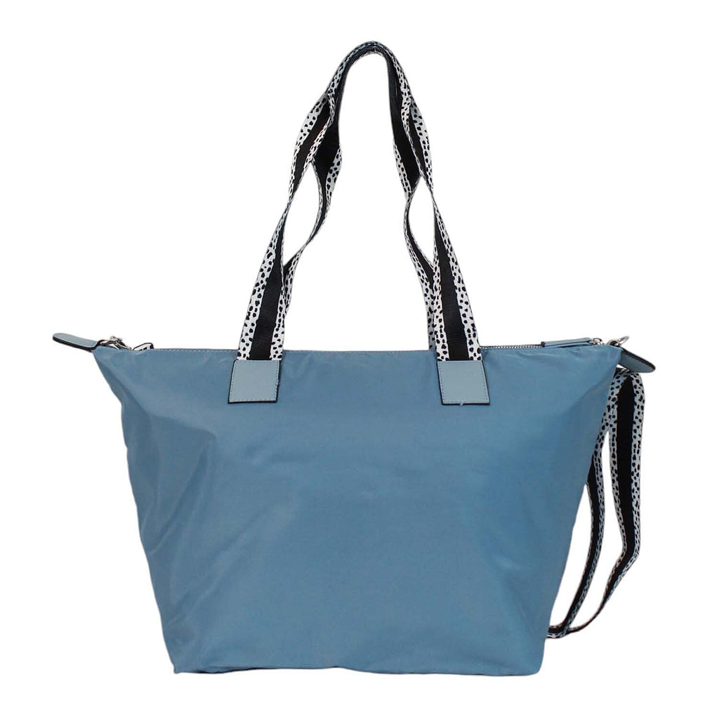 Nicole Brown Nylon Giraffe Tote Bag - Blue