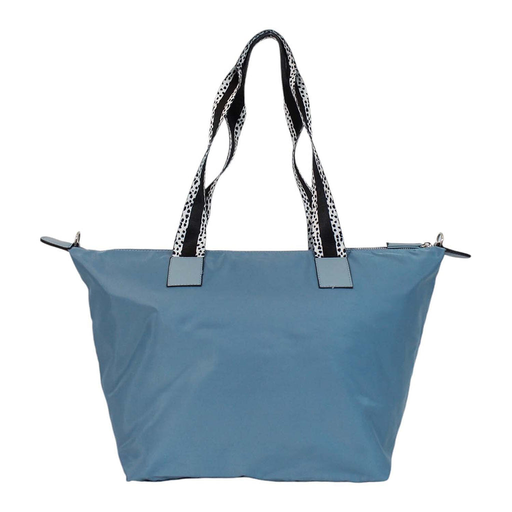 Nicole Brown Nylon Giraffe Tote Bag - Blue