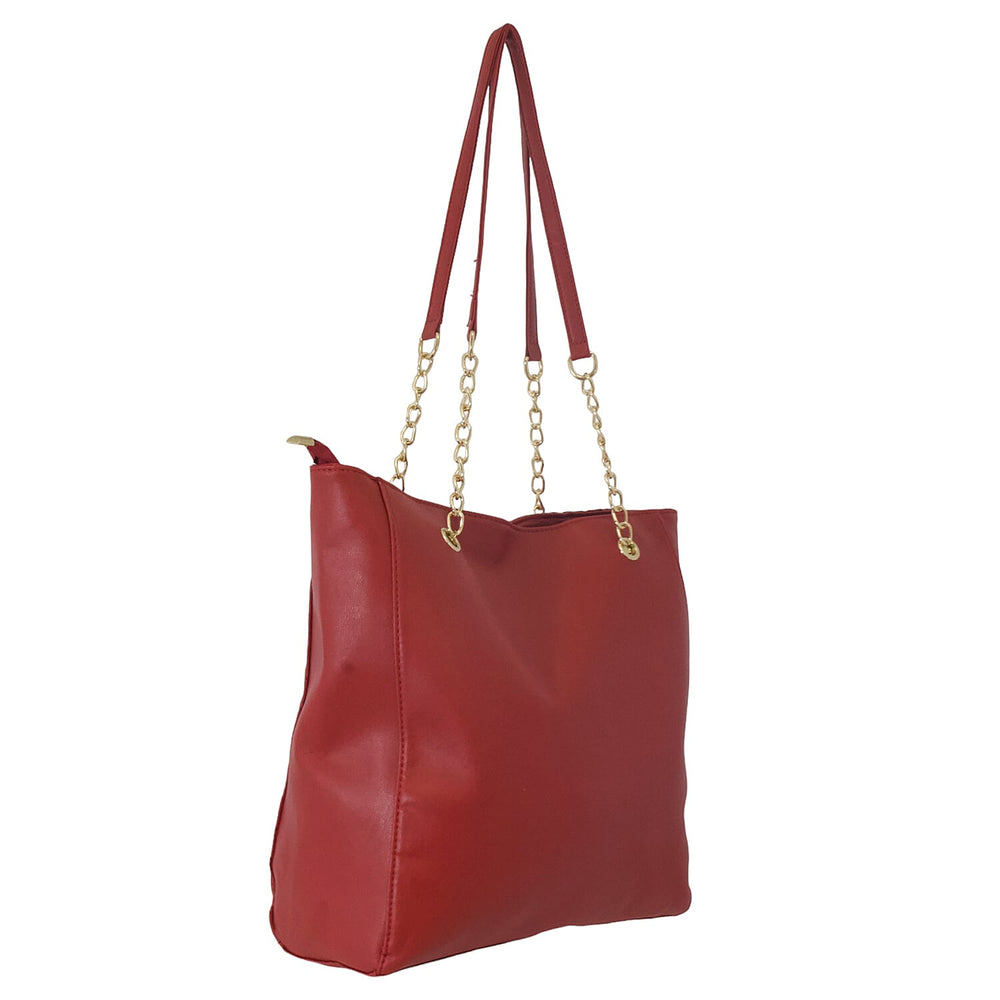 Nicole Brown PU Tote Bag - Wine