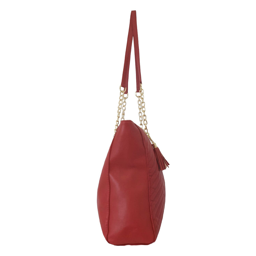 Nicole Brown PU Tote Bag - Wine
