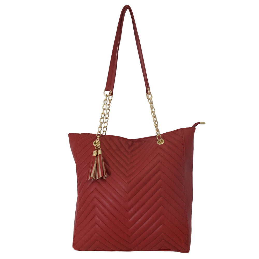 Nicole Brown PU Tote Bag - Wine