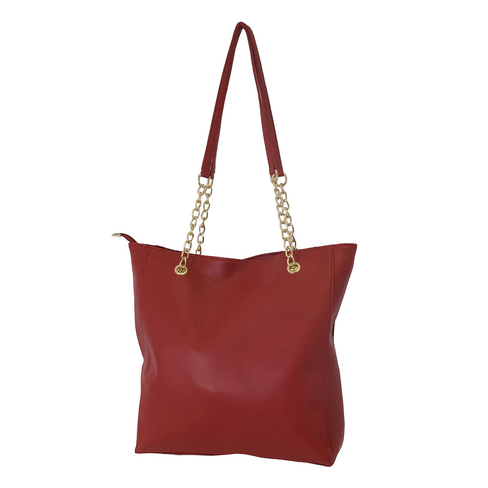 Nicole Brown PU Tote Bag - Wine