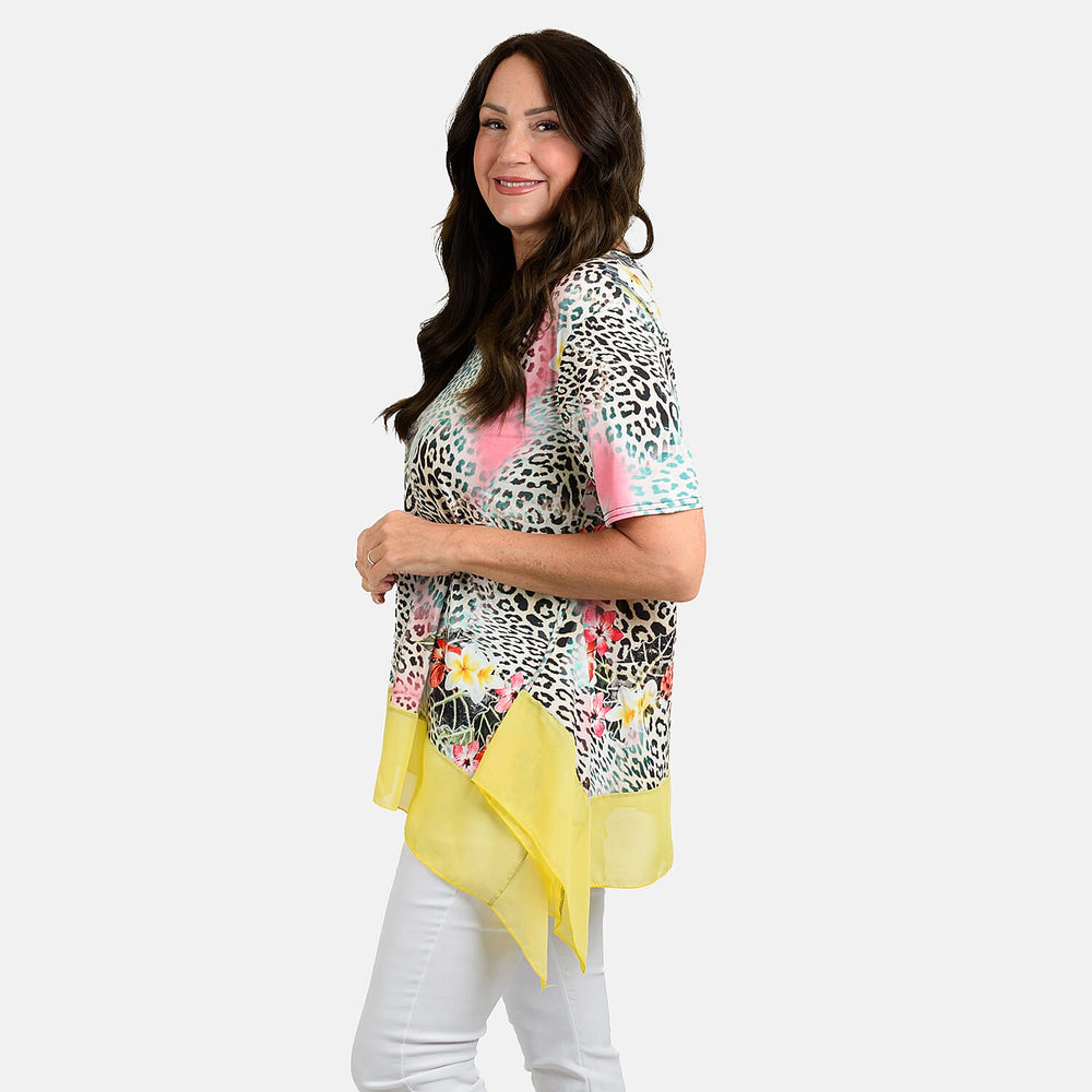 Nicole Chiffon Tunic (Size 1x1 cm) - Leopard Floral