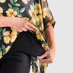 NICOLE Scoop Neck Floral Print Top (One Size) - Black