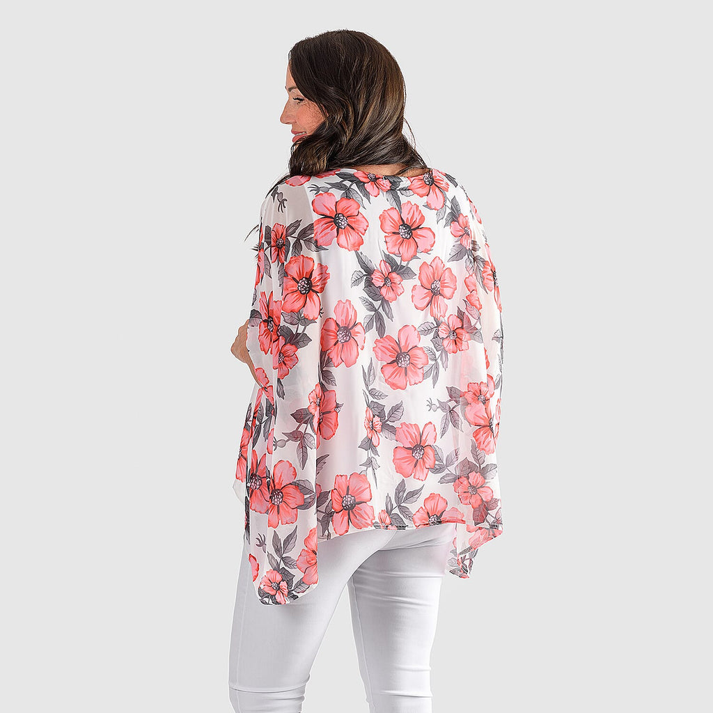 NICOLE Chiffon Print Top (One Size) - White