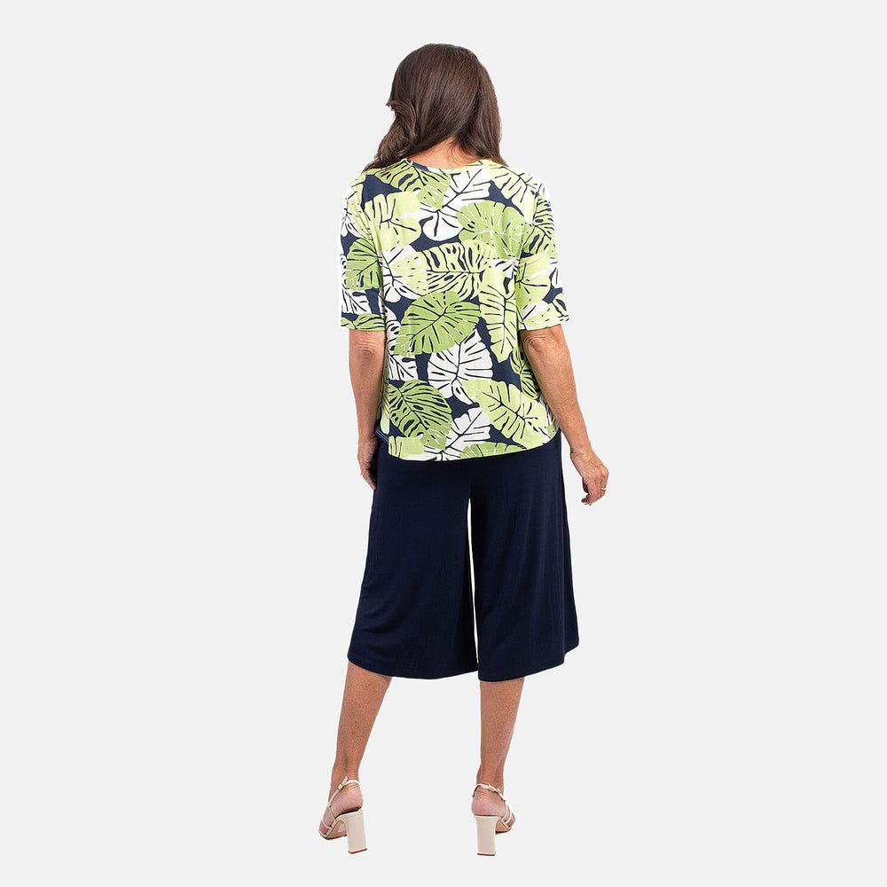 Nicole Leaf Printed Culotte Set - Green & Black (Size 8 to 10)