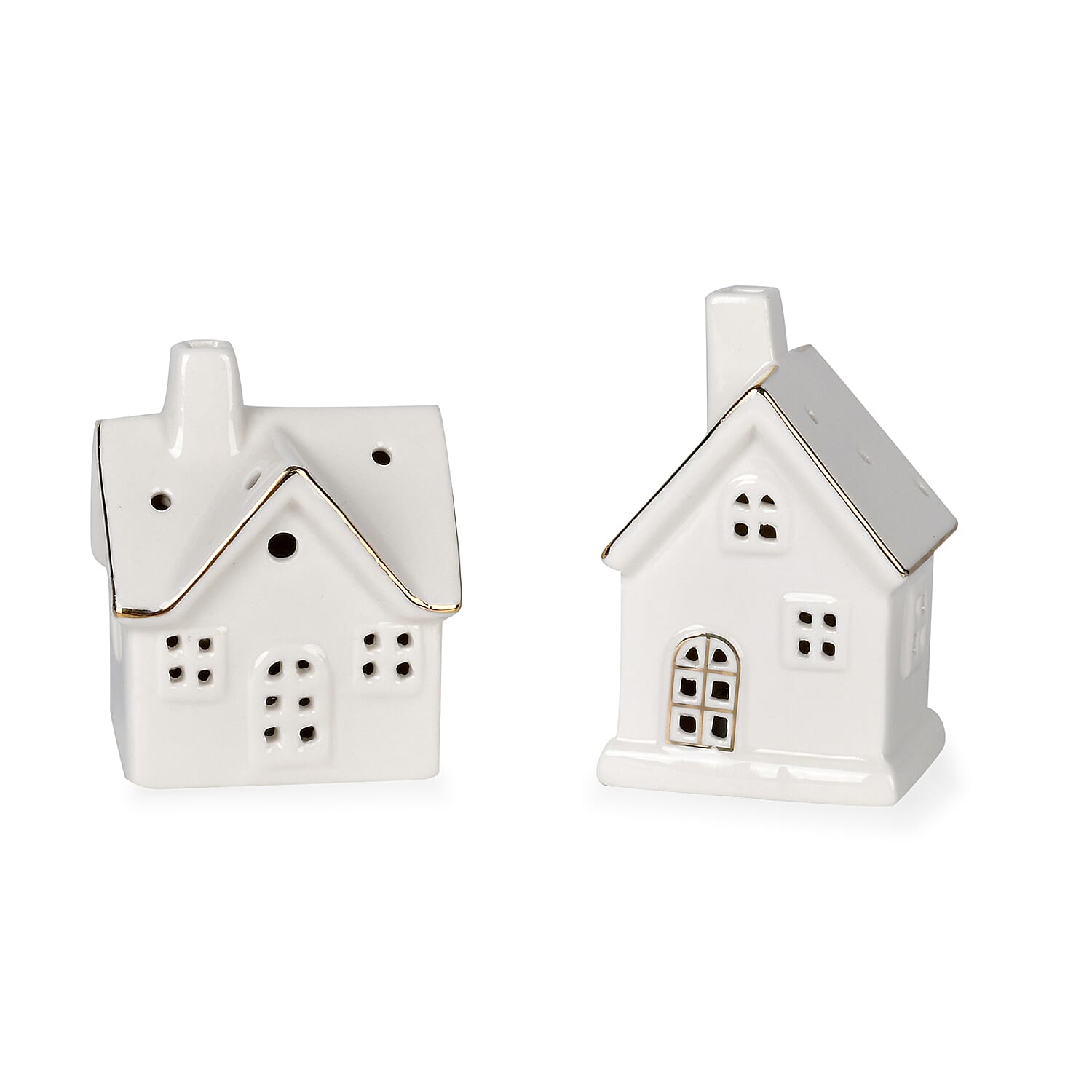 Set of 2 - Porcelain Houses Night Light - White