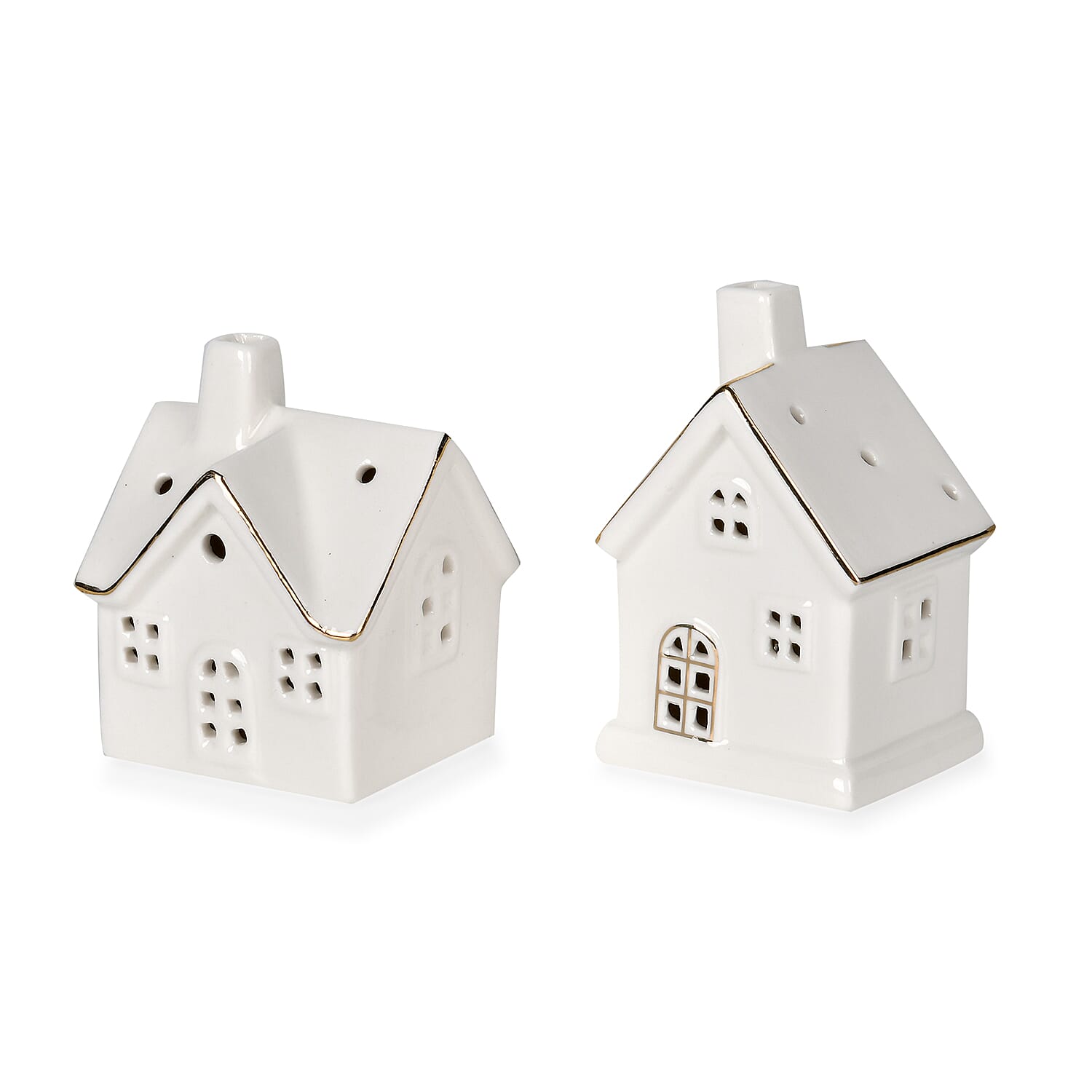 Set of 2 - Porcelain Houses Night Light - White