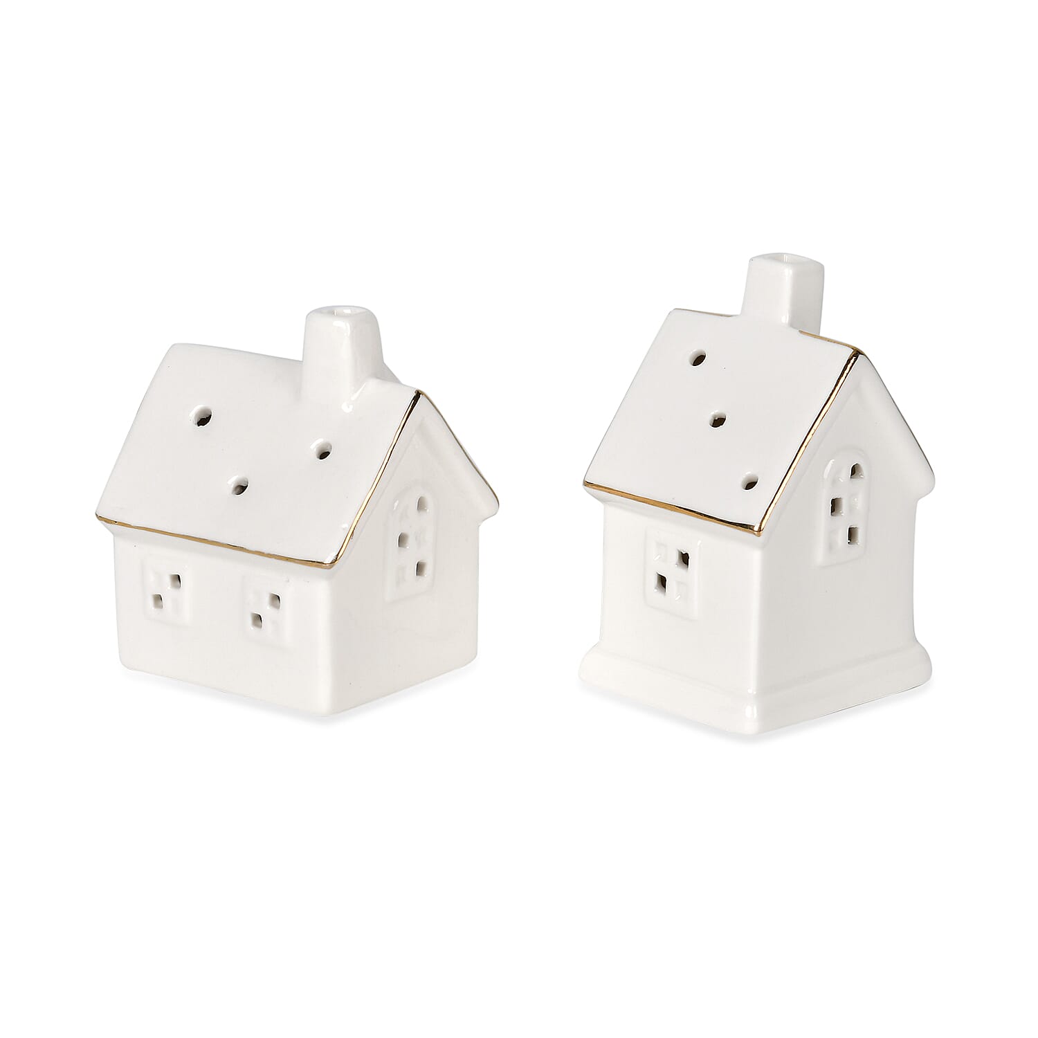 Set of 2 - Porcelain Houses Night Light - White