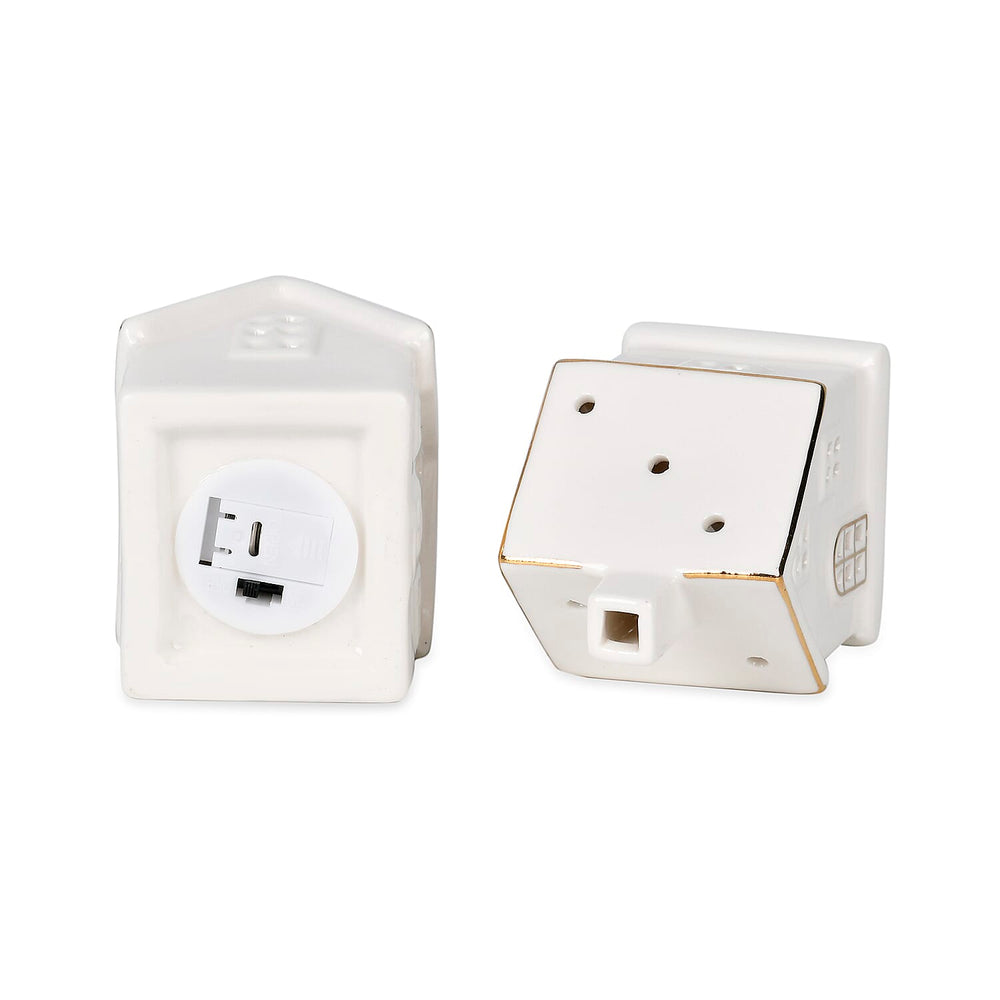 Set of 2 - Porcelain Houses Night Light - White