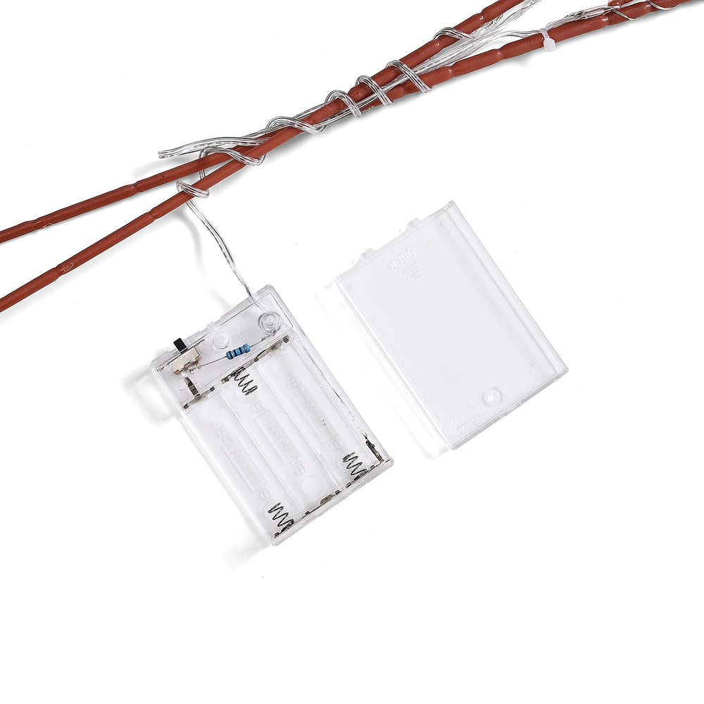 Set of 2- Decorative Floral String LED Lights Powered by 3xAA Battery (Excluded) 90cm - White