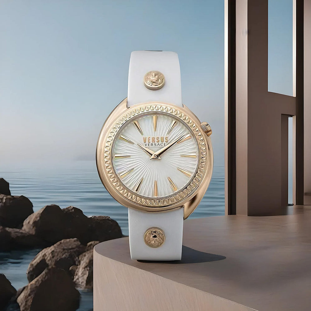 VERSACE Versus Tortona Bianco Cint Pelle Bianco Quartz Movement Watch with White Leather Strap