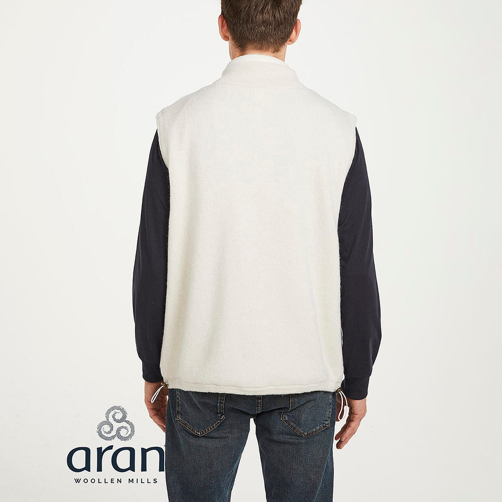Shetland Aran Mens Lined Body Warmer (Size L) - White