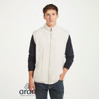 Shetland Aran Mens Lined Body Warmer (Size XXL) - White