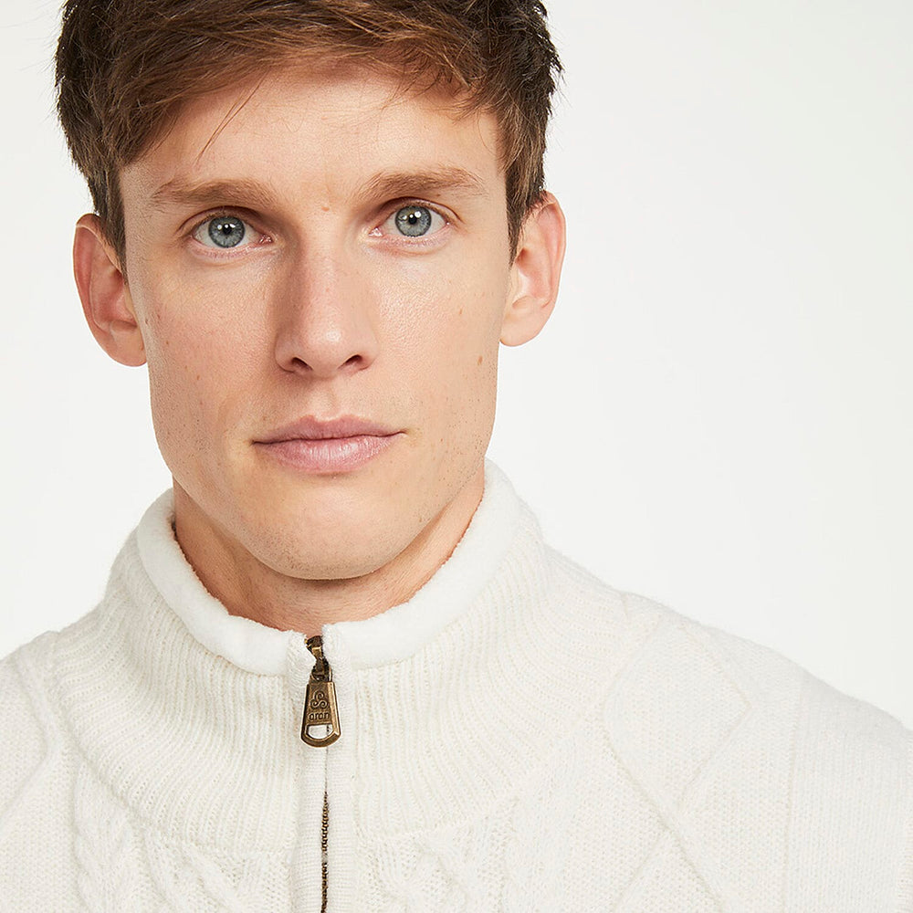 Shetland Aran Mens Lined Body Warmer (Size XXL) - White