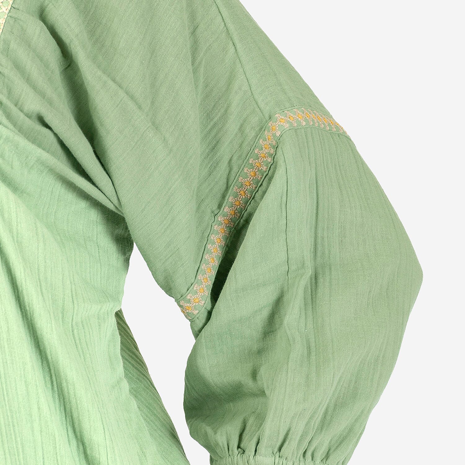 100% Cotton Tamsy Embroiderd Gauze Top Size L (16-18) - Green