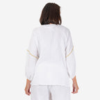 100% Cotton Tamsy Embroiderd Gauze Top Size M (12-14) -White