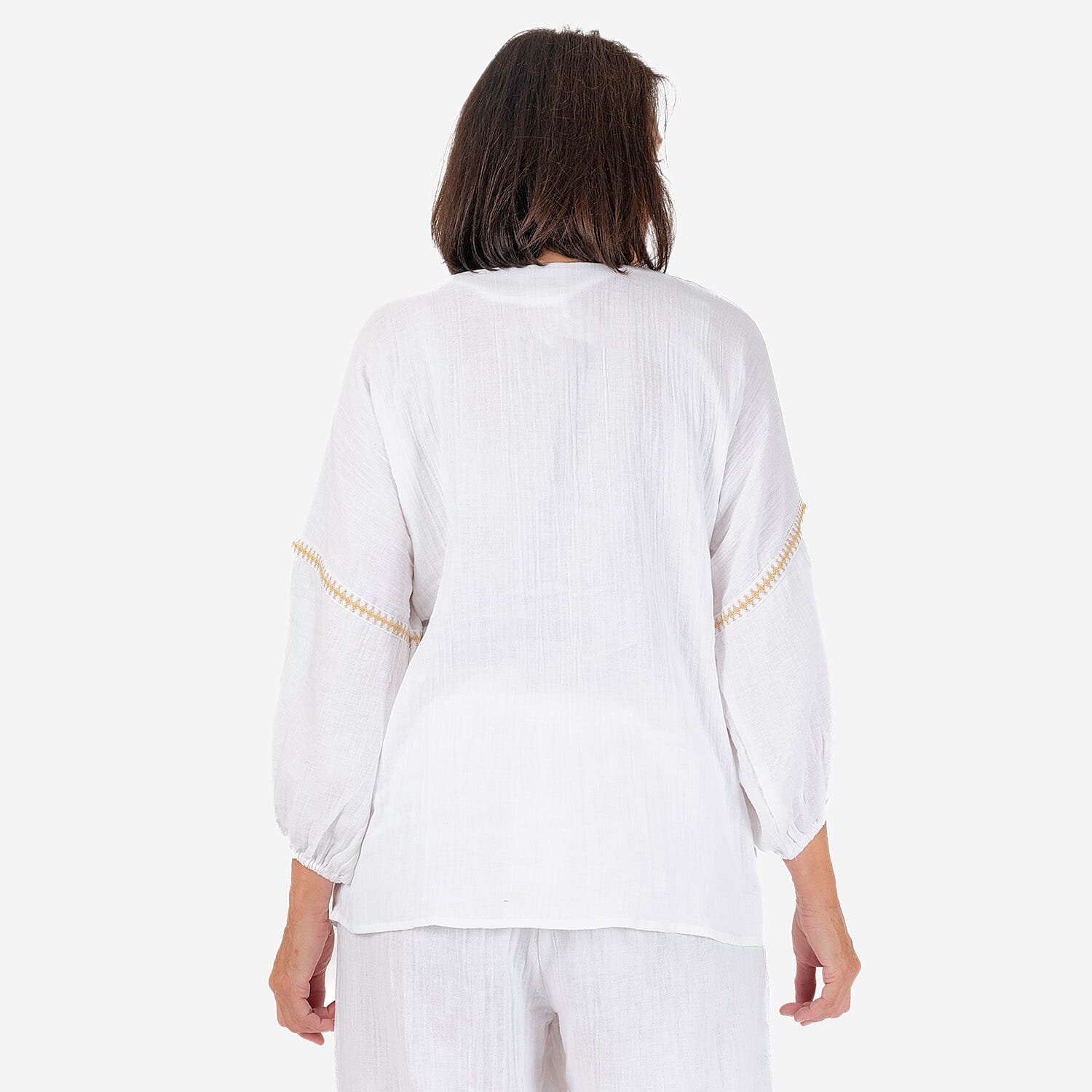 100% Cotton Tamsy Embroiderd Gauze Top Size M (12-14) -White