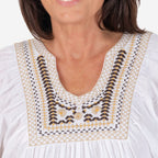 100% Cotton Tamsy Embroiderd Gauze Top Size M (12-14) -White