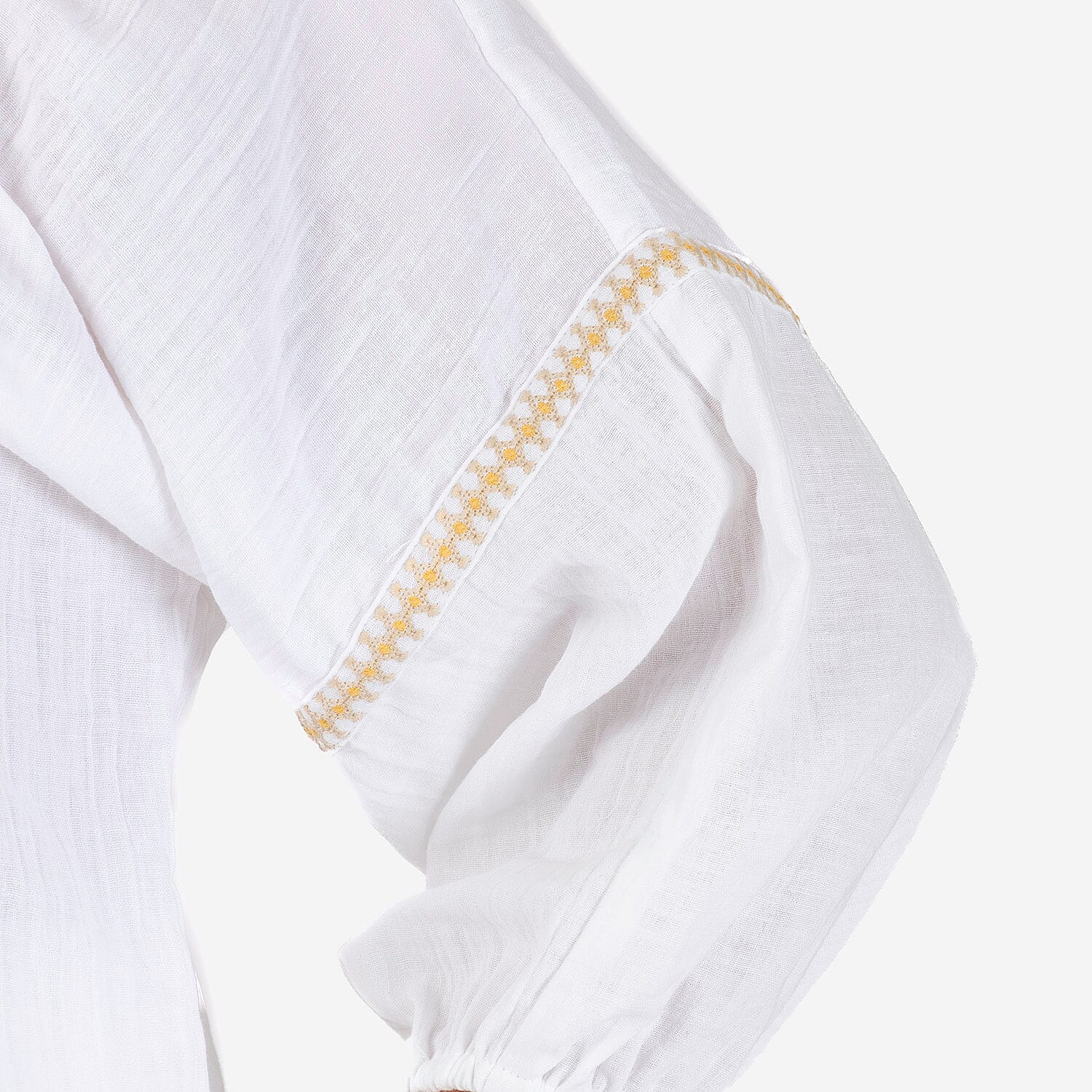 100% Cotton Tamsy Embroiderd Gauze Top Size M (12-14) -White