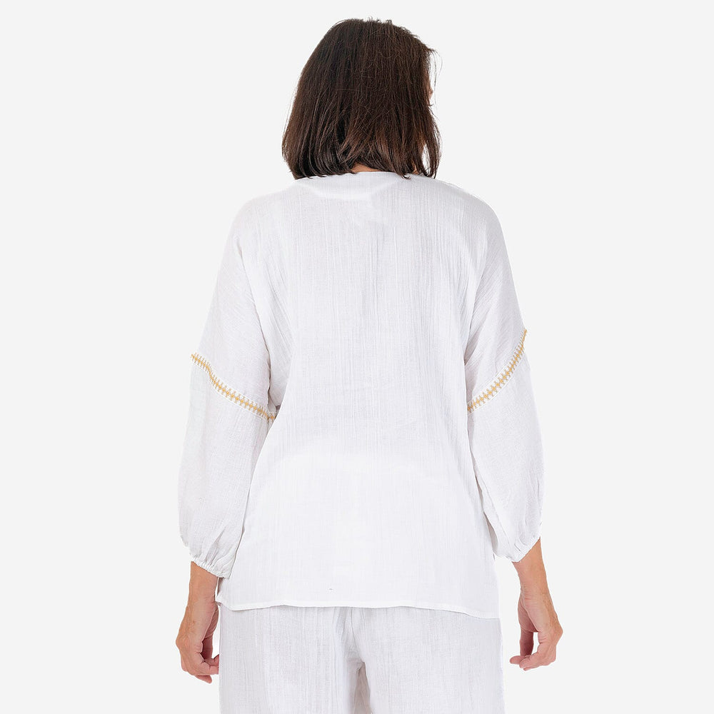 100% Cotton Tamsy Embroiderd Gauze Top Size XL (20-22) -White